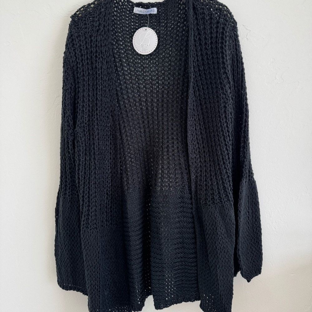Knit Cardigan with Balloon Sleeves